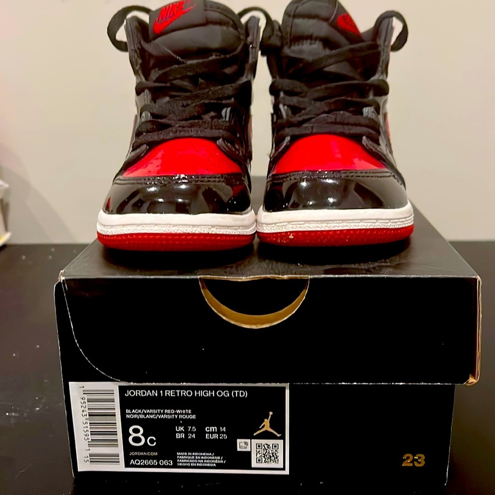 Toddler Jordan 1 patent bred size 8C